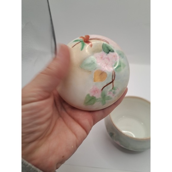 Antique La Seynie Limoges P&P France Pink Dogwood Handpainted Vanity Powder Dish - Picture 7 of 16